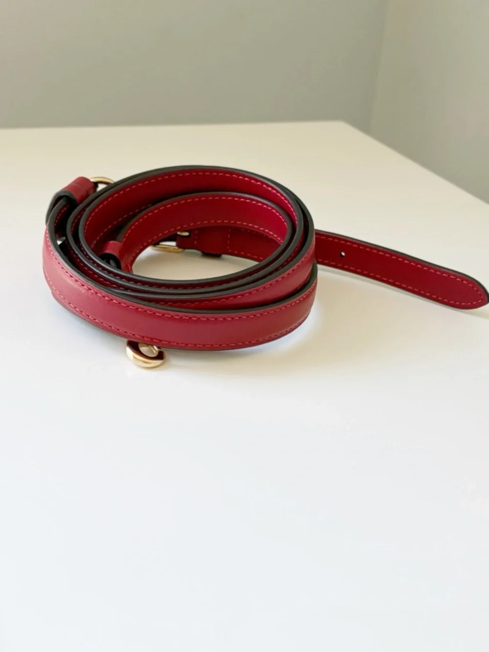 Coach Red Leather Crossbody Strap with Gold Hardware
